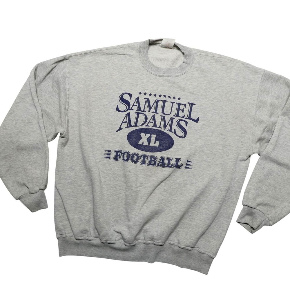 Vintage Samuel Adams Sweatshirt Mens XL Gray Jerzees Beer Football Fleece